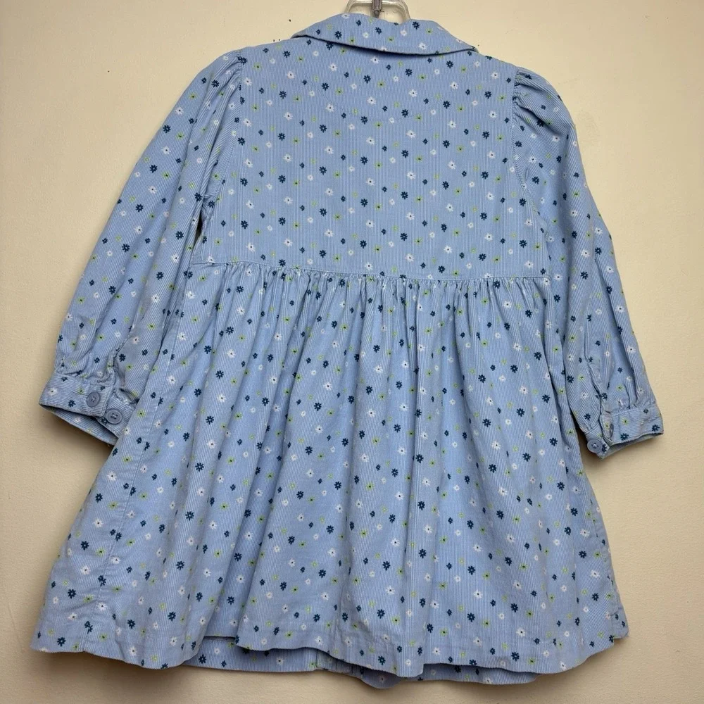 Vtg Gymboree Rainbow Tag 1998 Cotton Candy Blue Corduroy Floral Dress 2T 3T Sz S